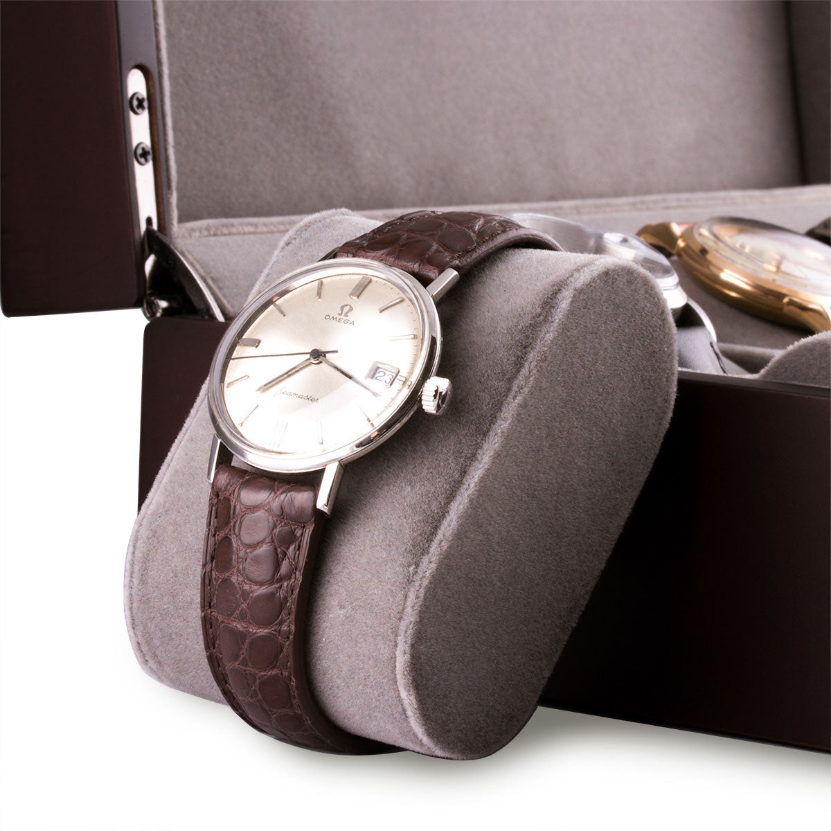 Boite pour montres bois - Etui pour 8 montres - Marron foncé - watch band leather strap - ABP Concept -