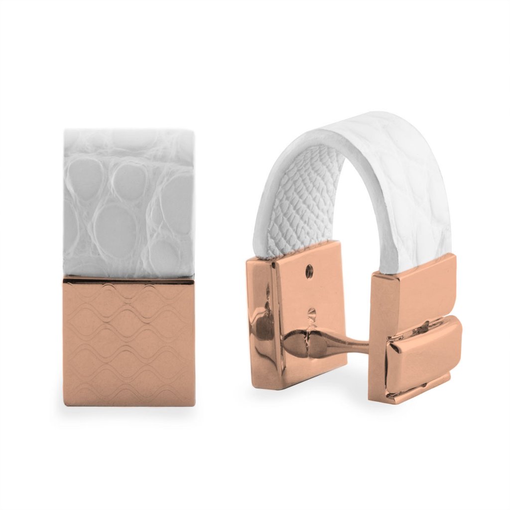 Boutons de manchettes cuir - Alligator - watch band leather strap - ABP Concept -