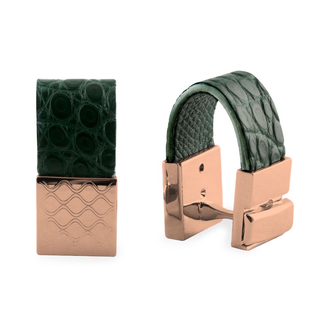 Boutons de manchettes cuir - Alligator - watch band leather strap - ABP Concept -