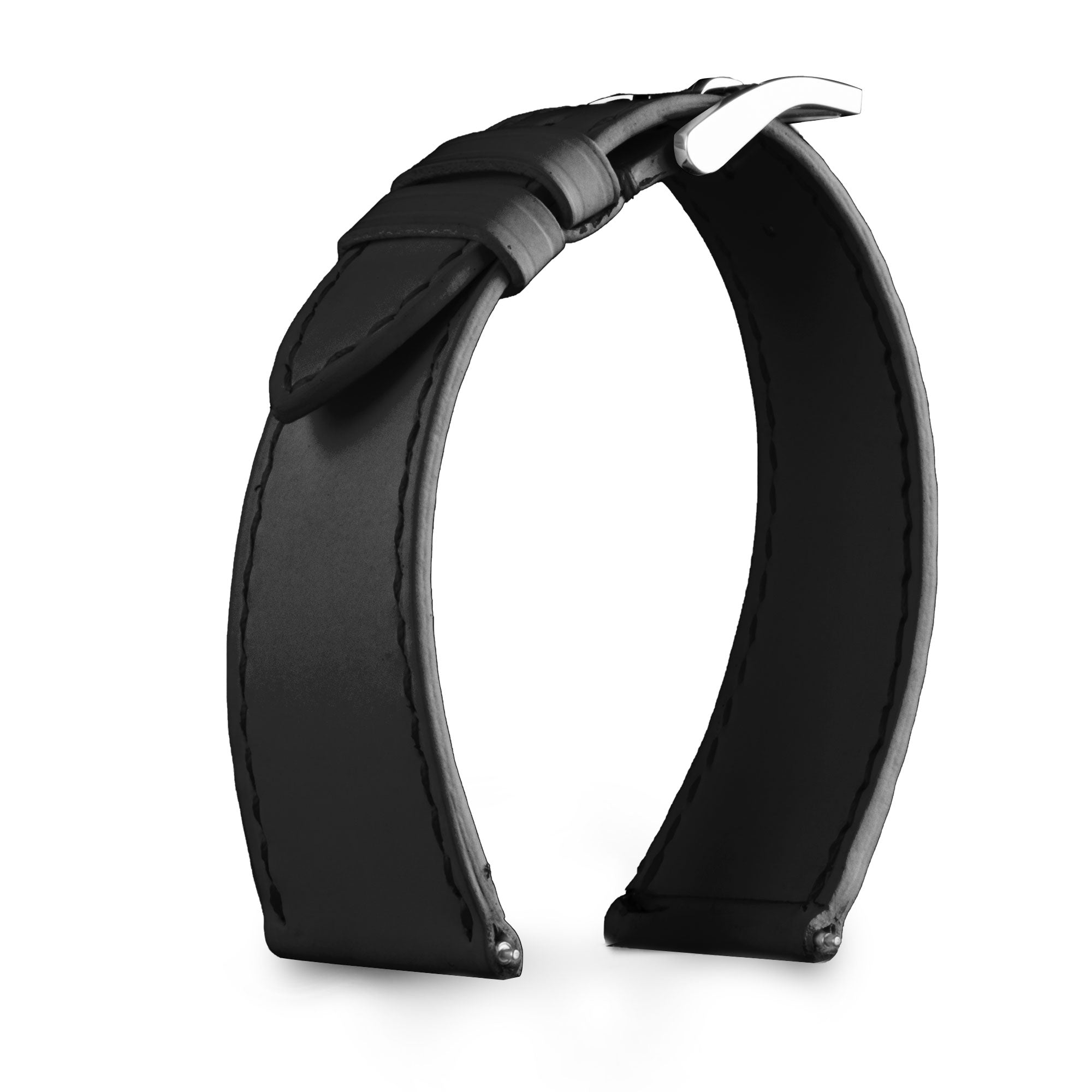 Bracelet montre cuir - Anatole Baker - Veau rubber water resistant noir
