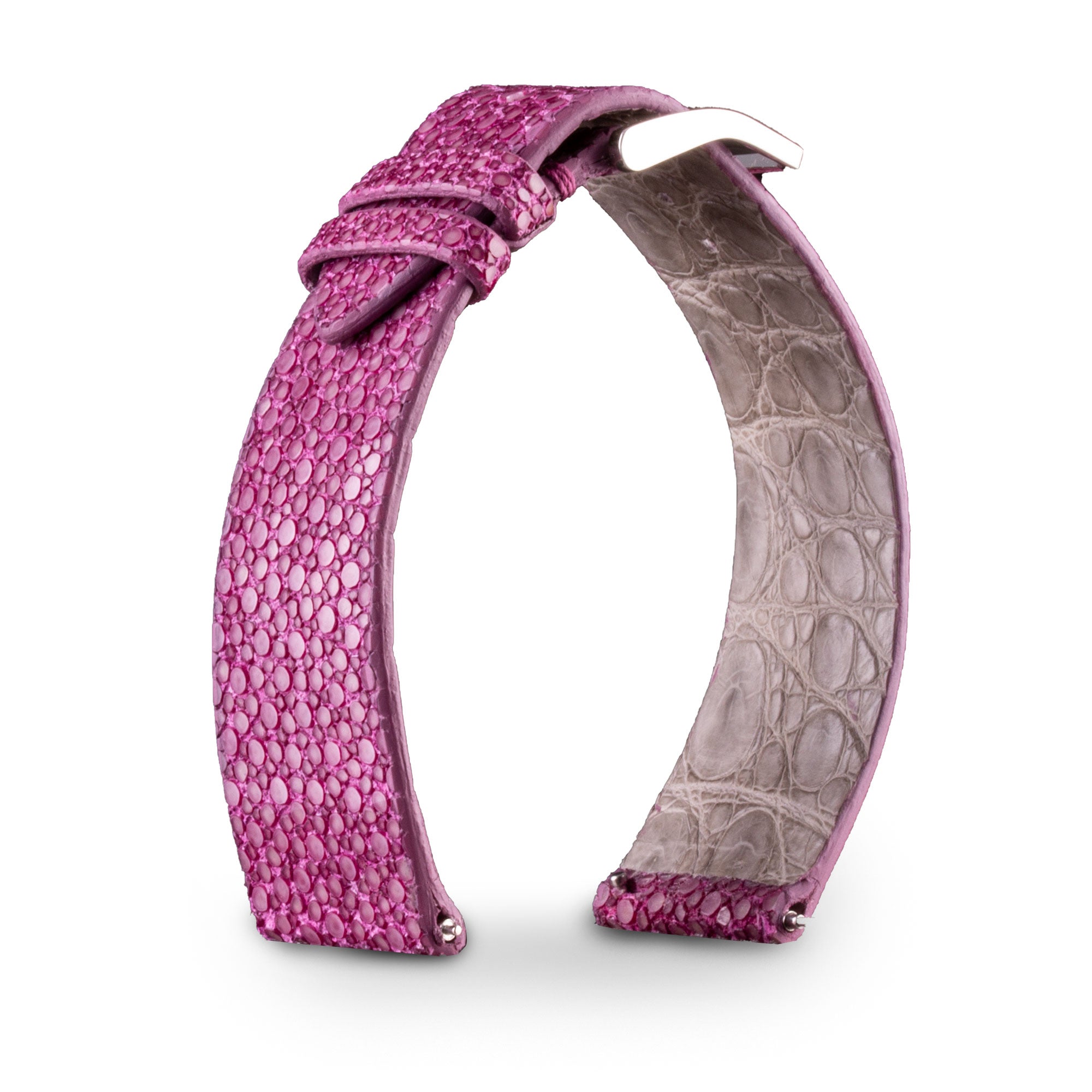Bracelet montre cuir - Anatole Baker - Galuchat rose