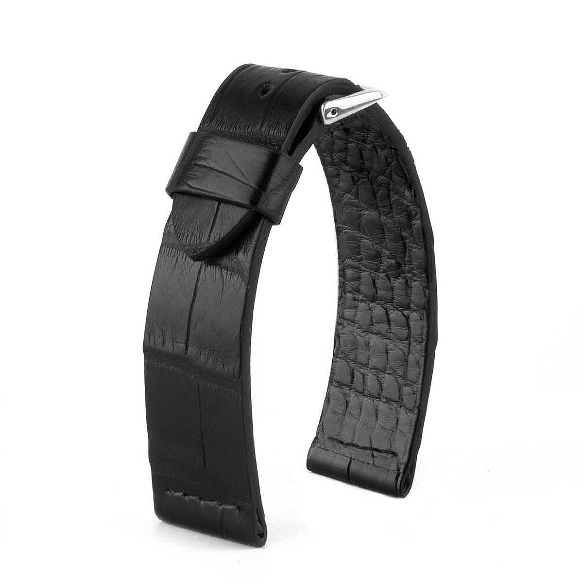 ZRC Bracelet de Montre 20MM - Cuir Veau Fait Main Grain Alligator Noir ZRC Bracelet de Montre 20MM - Cuir Veau Fait Main Grain Alligator Noir
