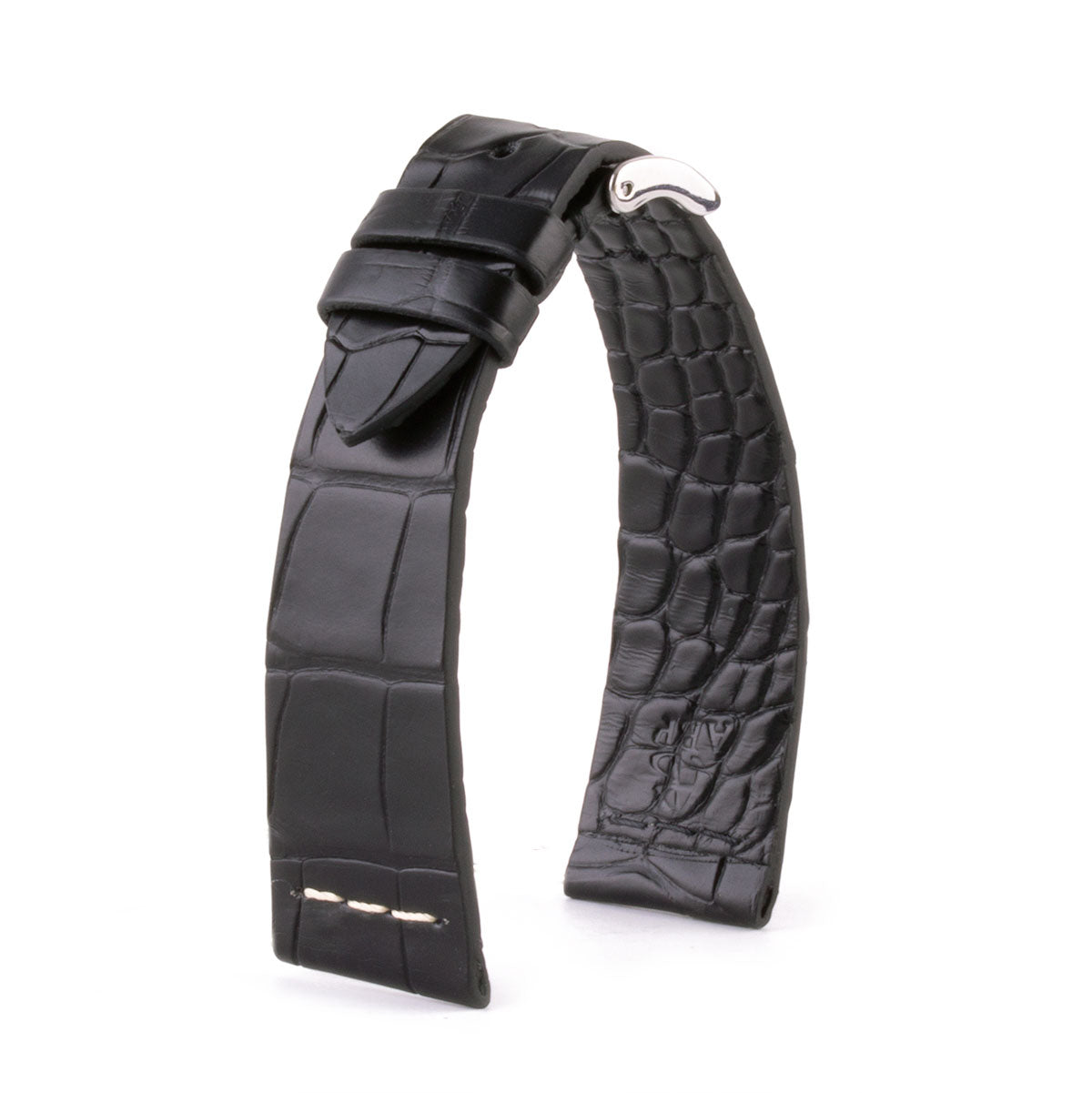 Leather watch strap - Sustainable alligator with contrasted stitching (black, blue, green, red...)