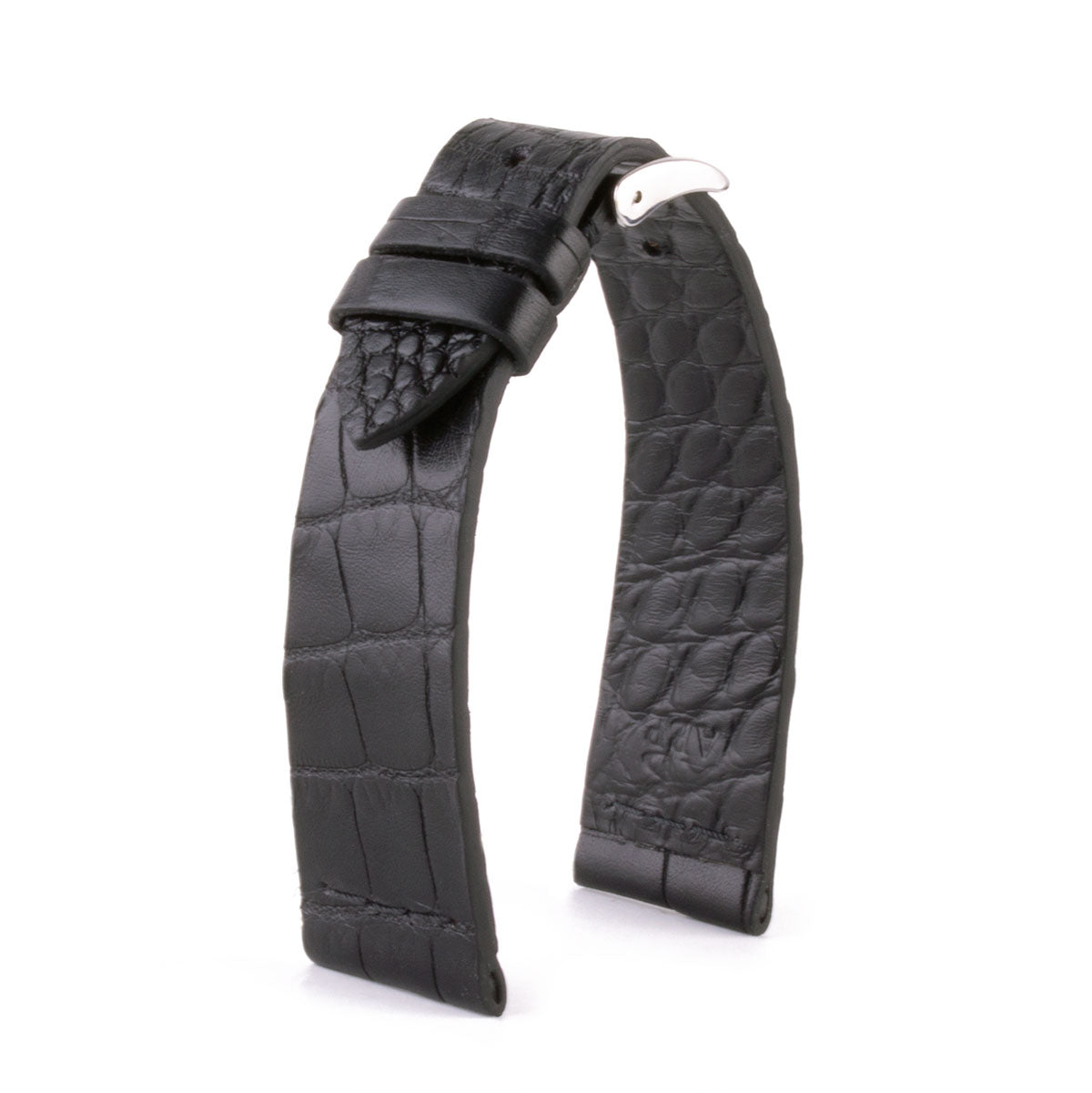 Bracelet montre cuir - Alligator "éco-responsable" couture contrastée (noir, bleu, vert, rouge...)