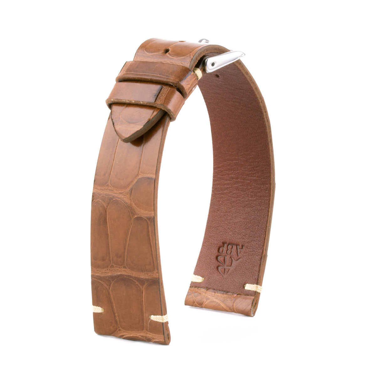​"Retro" watchband - Matt alligator leather strap (black, brown, grey, blue, white, burgundy, beige...)
