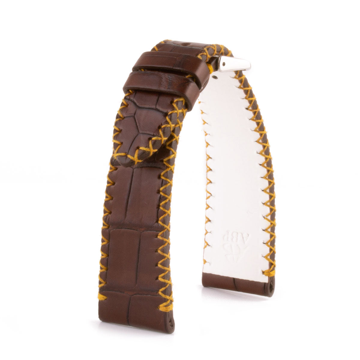 Tribute to Expo 2020 Dubai - Leather watch band - Alligator and camel (white / brown / yellow)