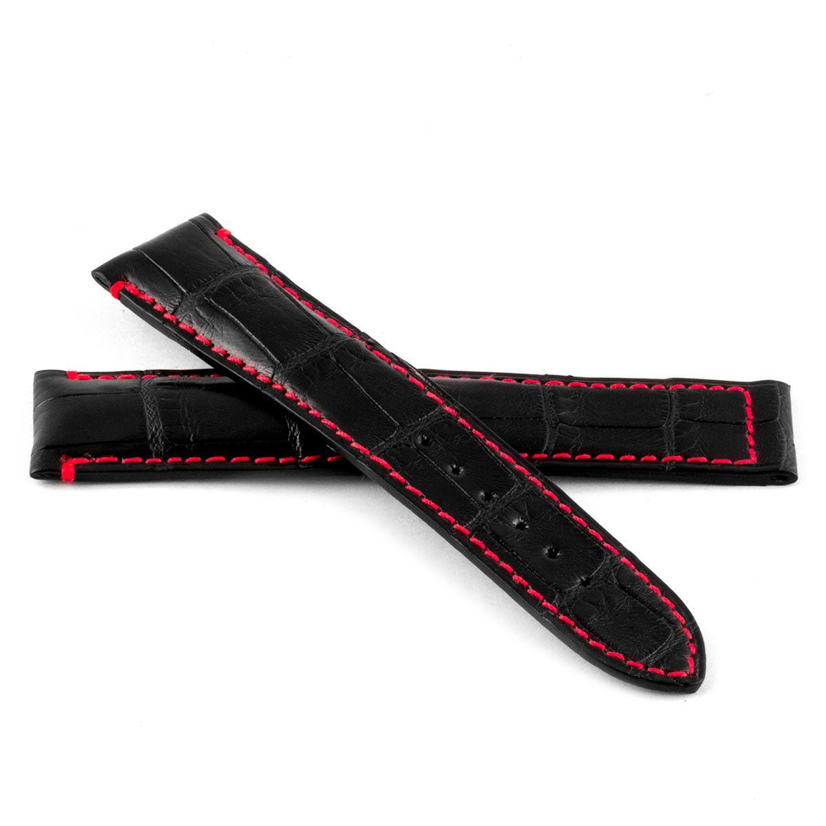 Omega Seamaster - Bracelet montre cuir - Alligator (noir / rouge, noir / orange, bleu / blanc) - watch band leather strap - ABP Concept -