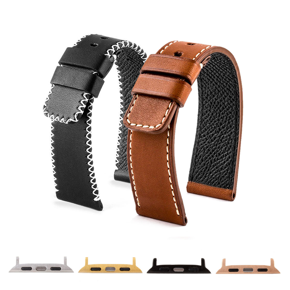 Apple Watch - Bracelet de montre cuir - Veau (noir, marron)