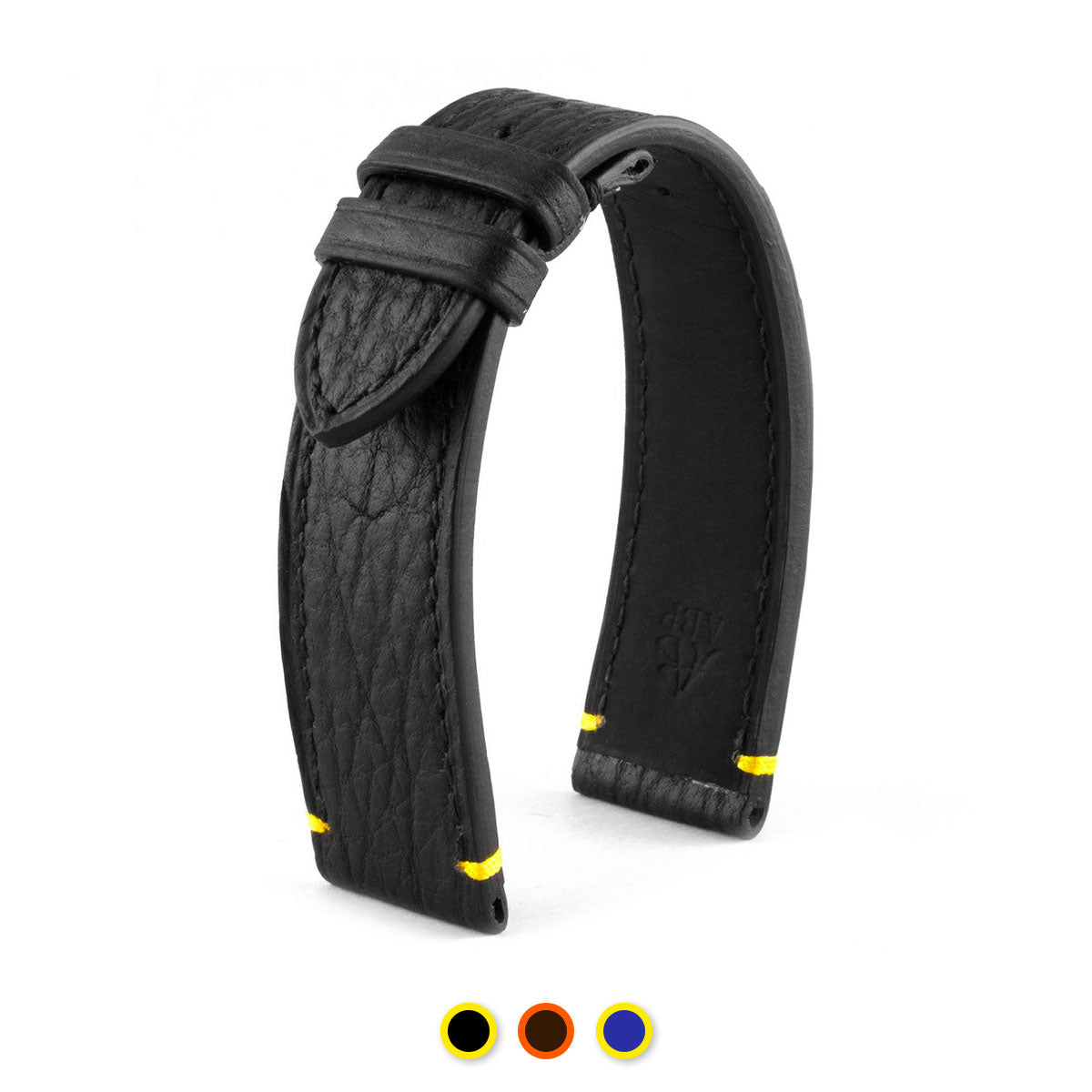 Bracelet Diver - Bracelet montre cuir - Requin (noir / jaune, marron / orange, bleu / jaune) - watch band leather strap - ABP Concept -