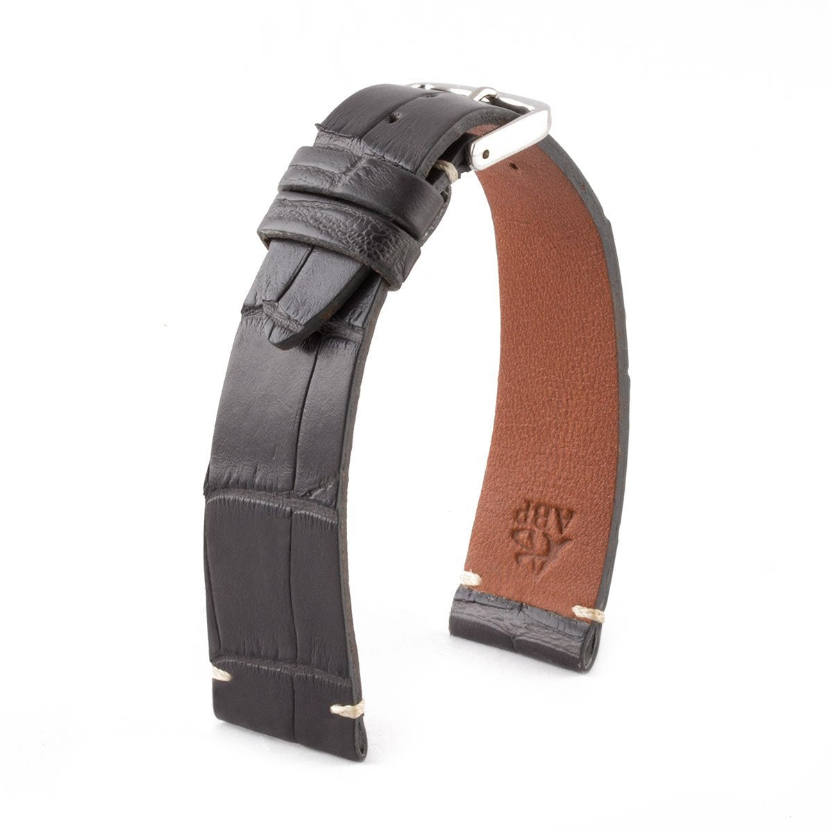 Bracelet "Retro" - Bracelet montre cuir - Alligator (noir, marron, gris, bleu, blanc, rouge, beige, rose) - watch band leather strap - ABP Concept -