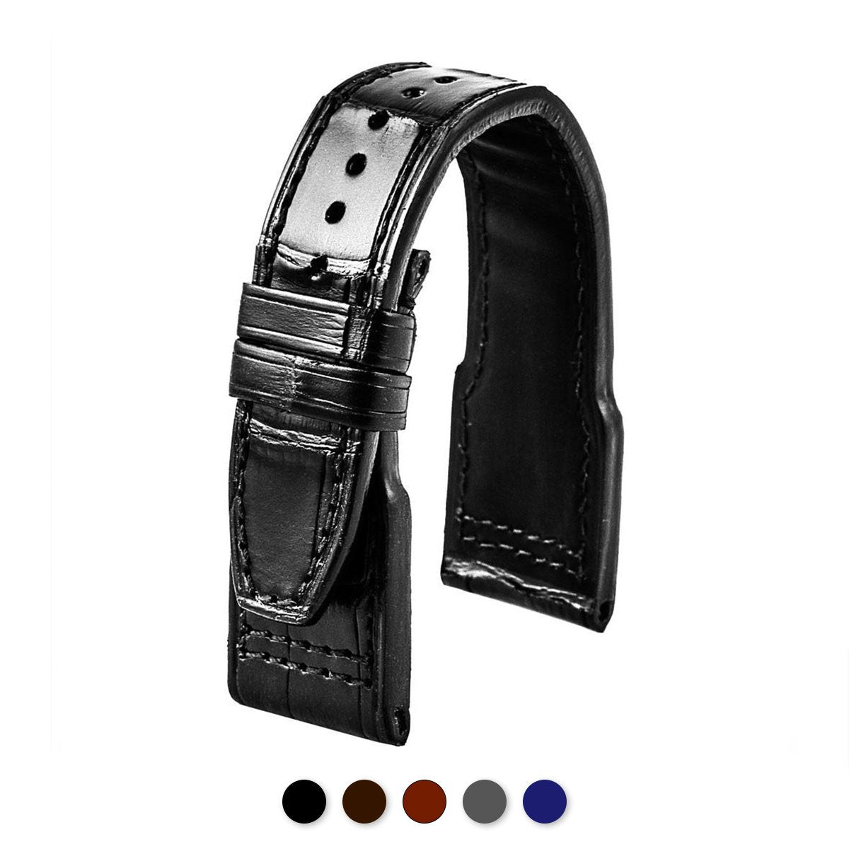 IWC Big Pilot - Bracelet montre cuir - Alligator (noir, marron, gris, bleu) - watch band leather strap - ABP Concept -