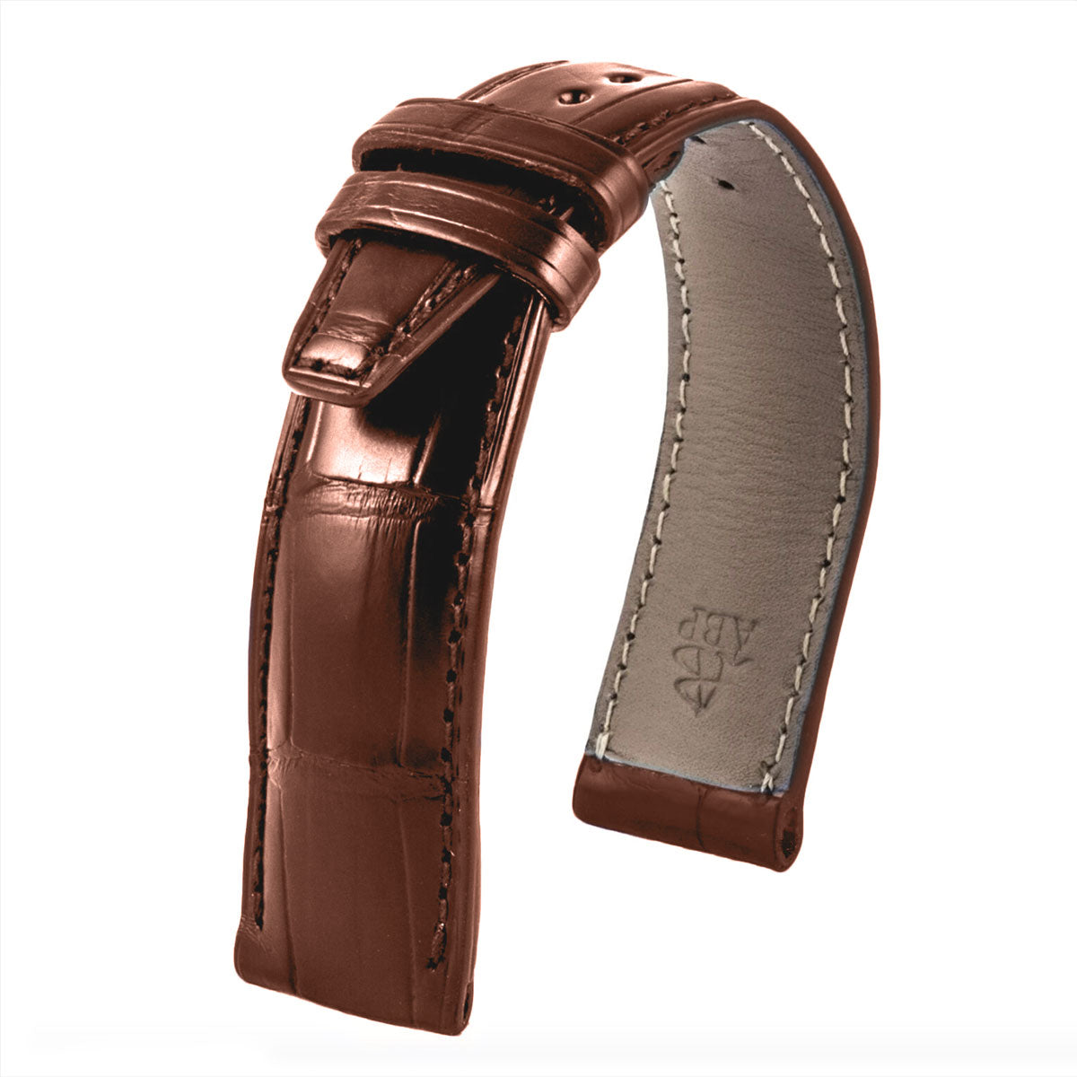 Aftermarket Bracelet/Strap Brown Leather Strap for Louis Vuitton Tambour in Genuine Crocodile
