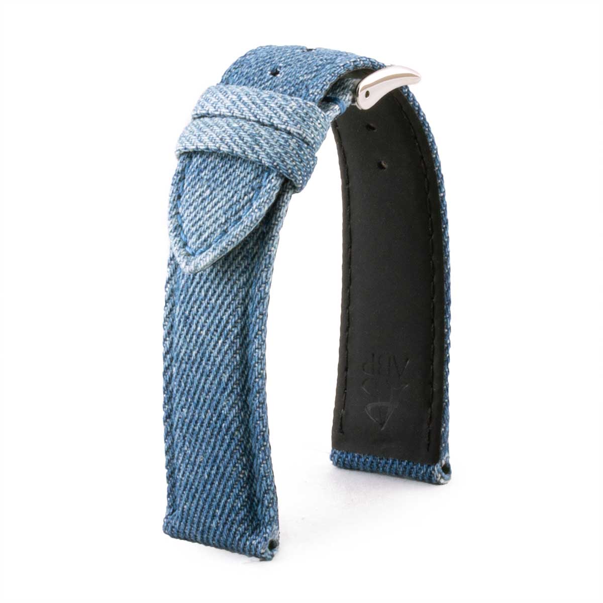 Bracelet montre type denim / tissu - bleu jean