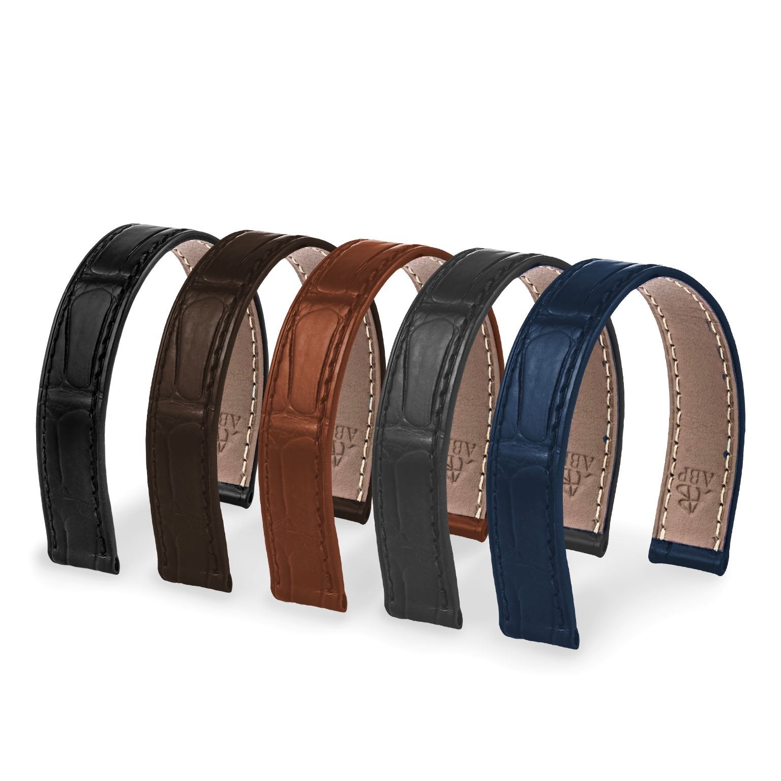 Bracelet-montre cuir - Poiray - Alligator (noir, marron, gris, bleu) - watch band leather strap - ABP Concept -