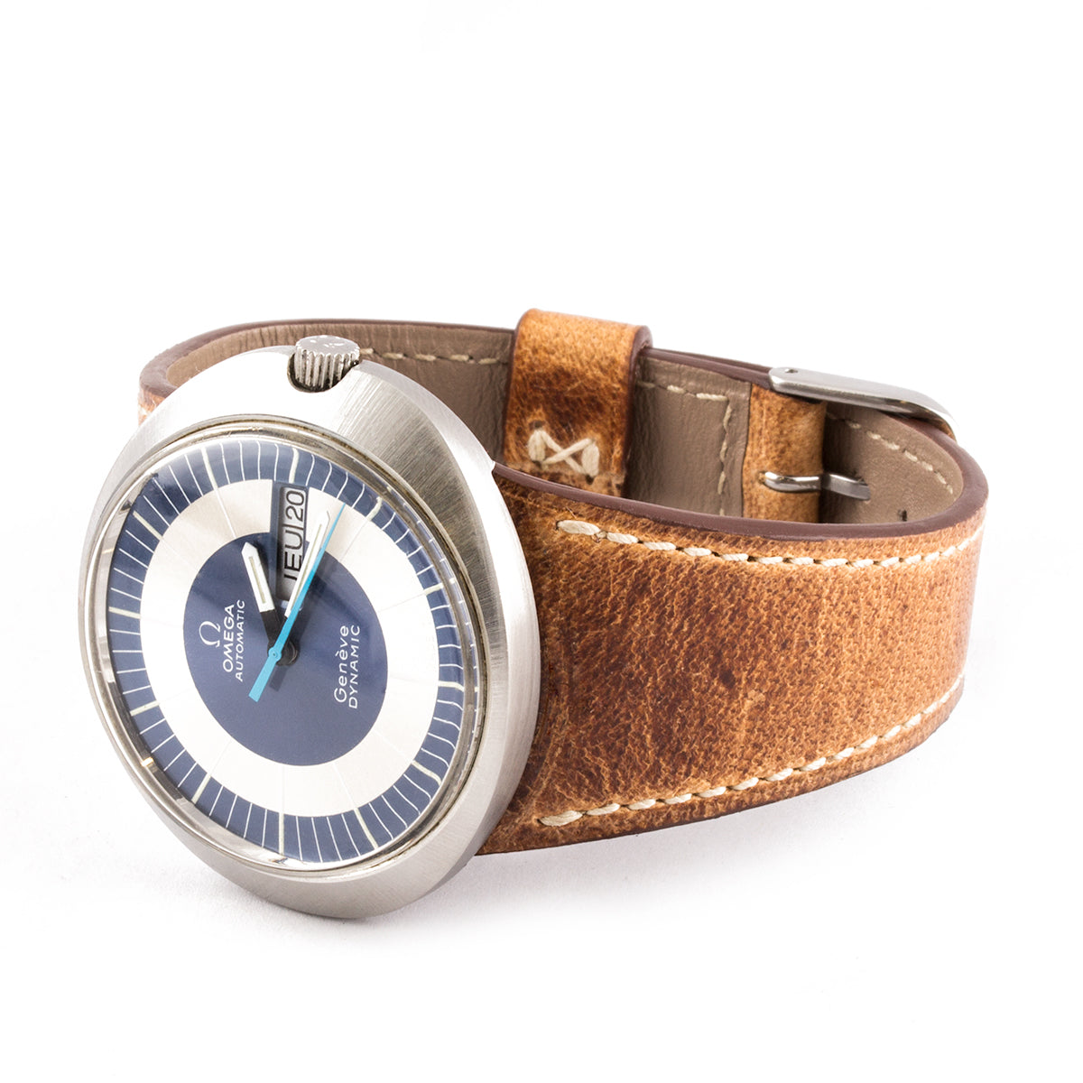 Omega Dynamic - Bracelet-montre cuir (noir, bleu, marron, écru) - watch band leather strap - ABP Concept -