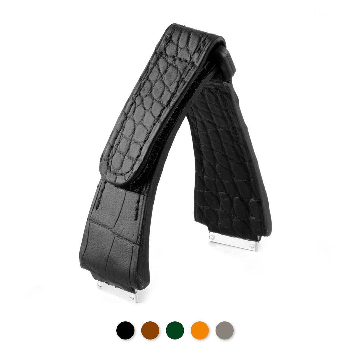 Richard Mille - Bracelet-montre cuir velcro - Alligator (noir, marron, vert, orange, gris) - watch band leather strap - ABP Concept -