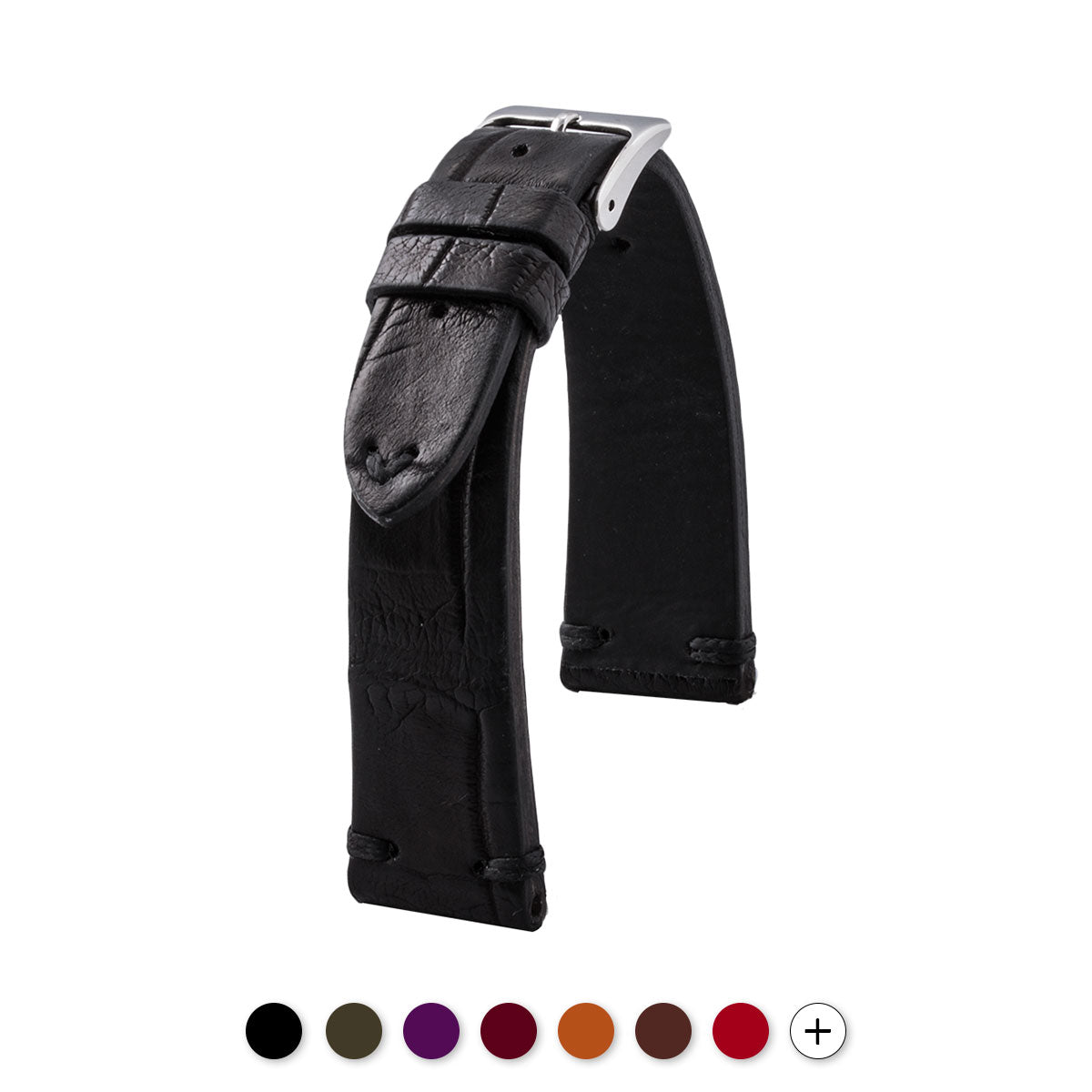 Bracelet Vintage - Bracelet-montre cuir - Alligator (noir, marron, kaki, bordeaux, rouge, violet) - watch band leather strap - ABP Concept -
