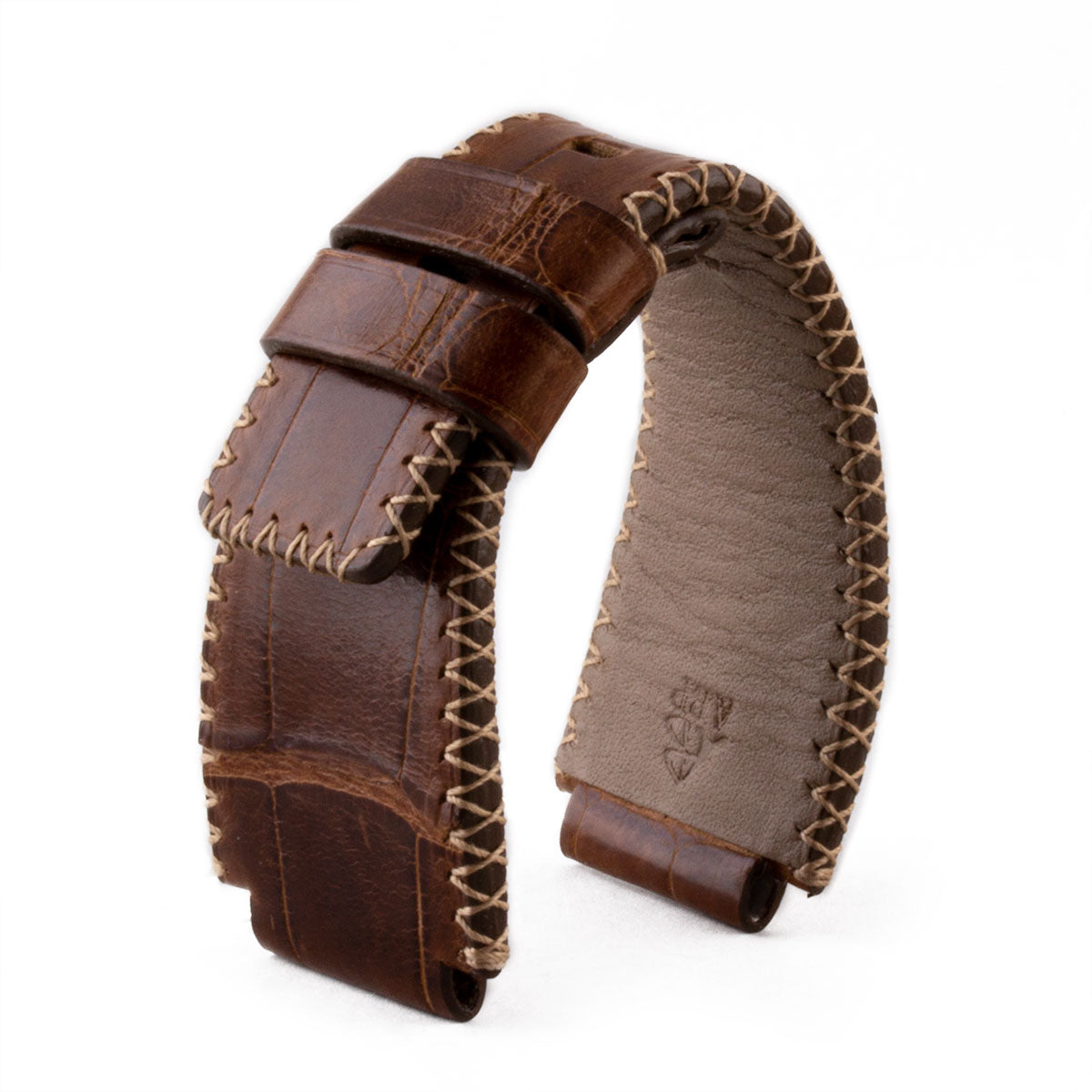 Bell & Ross - Bracelet-montre cuir - Alligator couture tribale (noir / marron, marron / marron) - watch band leather strap - ABP Concept -