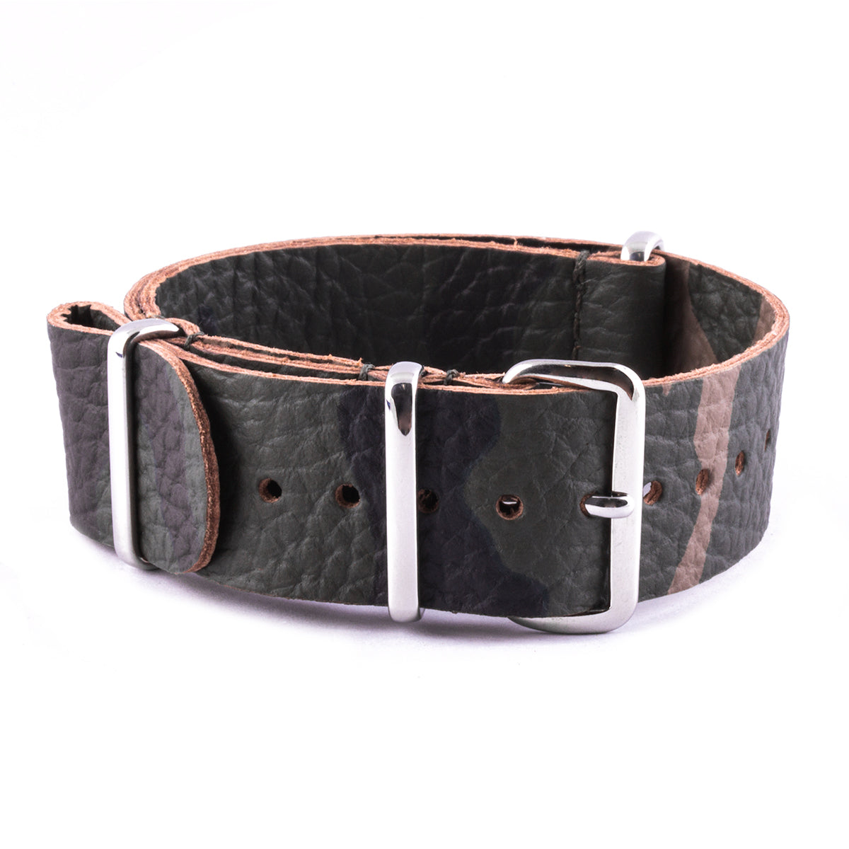 Bracelet montre Nato cuir - Buffle camo - watch band leather strap - ABP Concept -