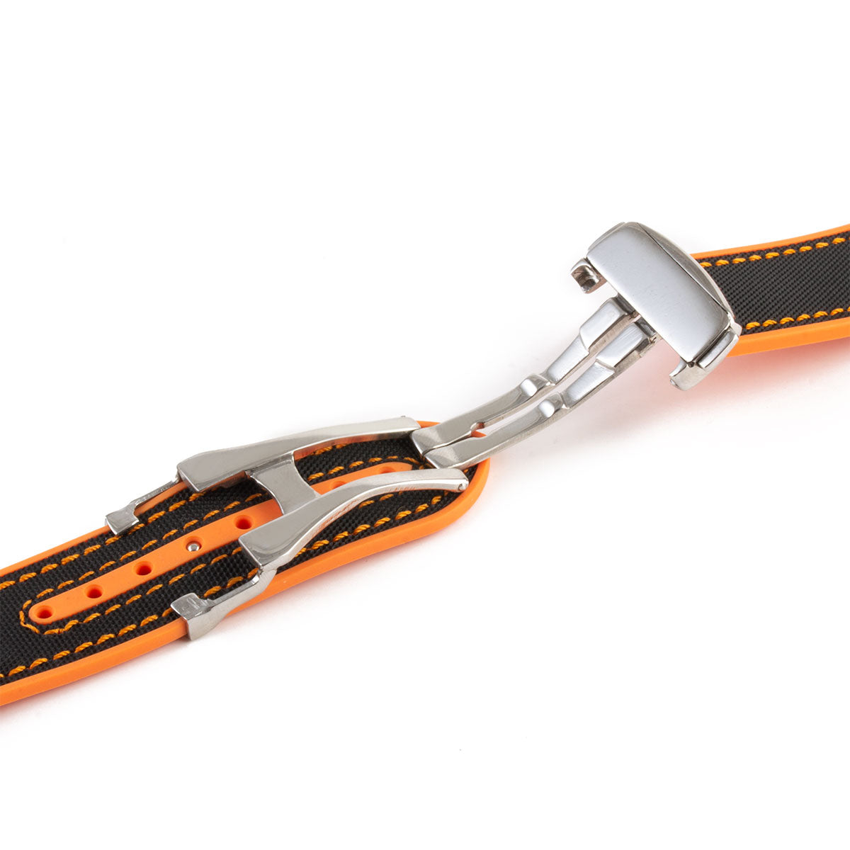 Omega Speedmaster / Seamaster - Bracelet-montre intégré caoutchouc - Rubber effet cordura cousu (noir, orange, rouge, bleu)