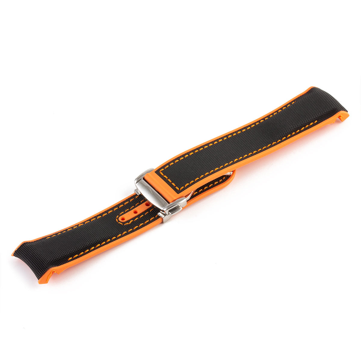 Omega Speedmaster / Seamaster - Integrated rubber watch band - Stitched with cordura effect (black, blue, red, orange)