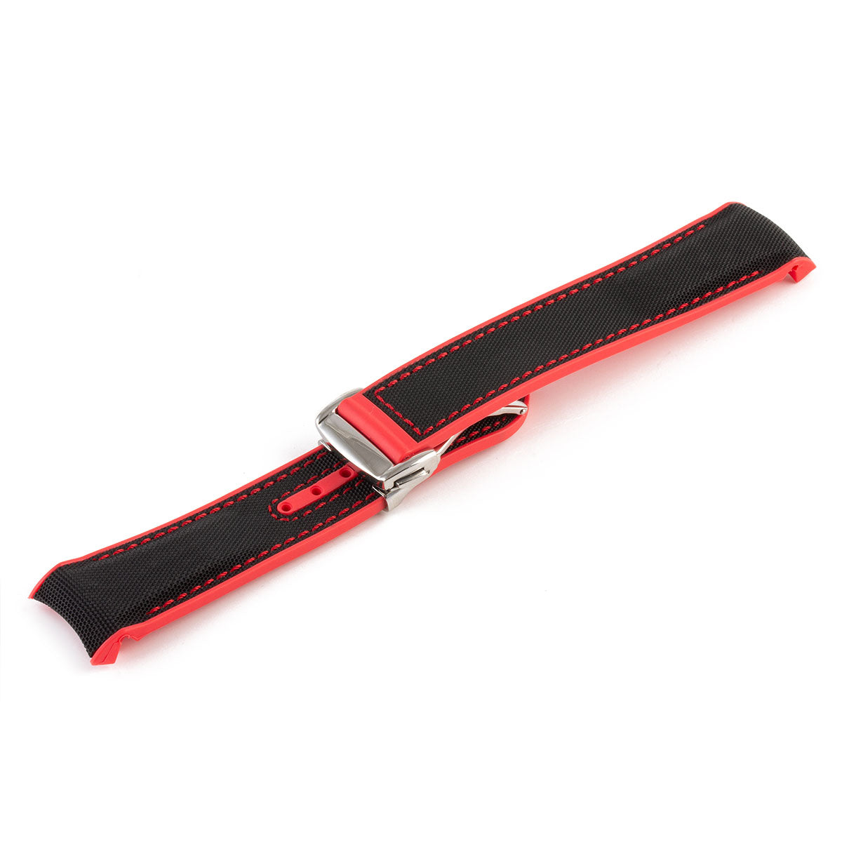 Omega Speedmaster / Seamaster - Bracelet-montre intégré caoutchouc - Rubber effet cordura cousu (noir, orange, rouge, bleu)