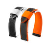 Patek Philippe Aquanaut - Bracelet-montre cuir - Veau caoutchouté / Rubber noir contrasté blanc / orange - watch band leather strap - ABP Concept -