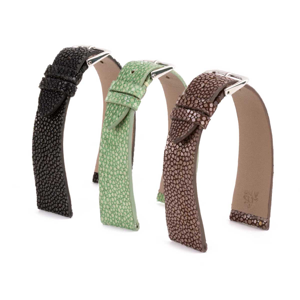 "Retro" watchband - Premium stingray leather strap (black, brown, green)