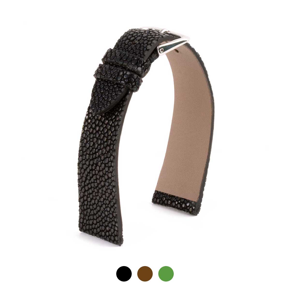 ​"Retro" watchband - Premium stingray leather strap (black, brown, green)