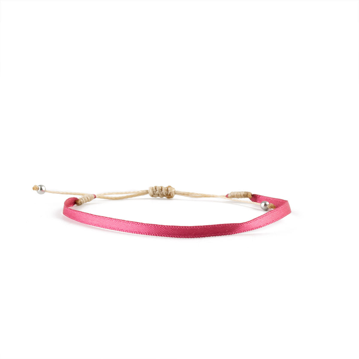 Bracelet ruban tissé rose woven nylon strap pink