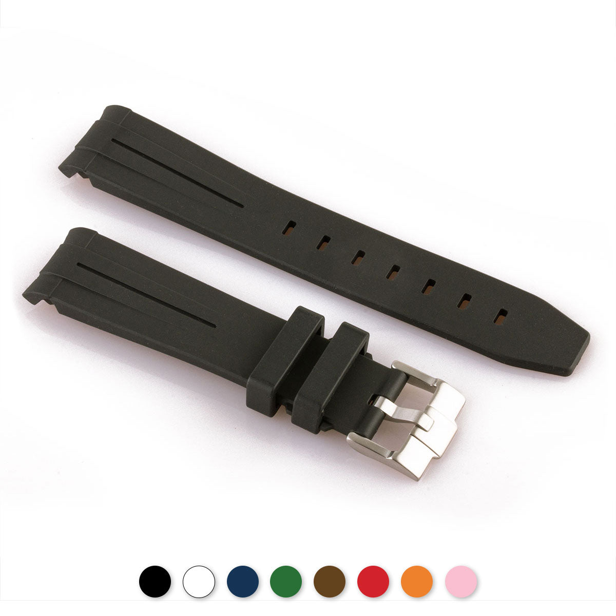 Rolex – Bracelet montre intégré caoutchouc FKM avec boucle ardillon – Rubber (noir, bleu, vert, marron...)