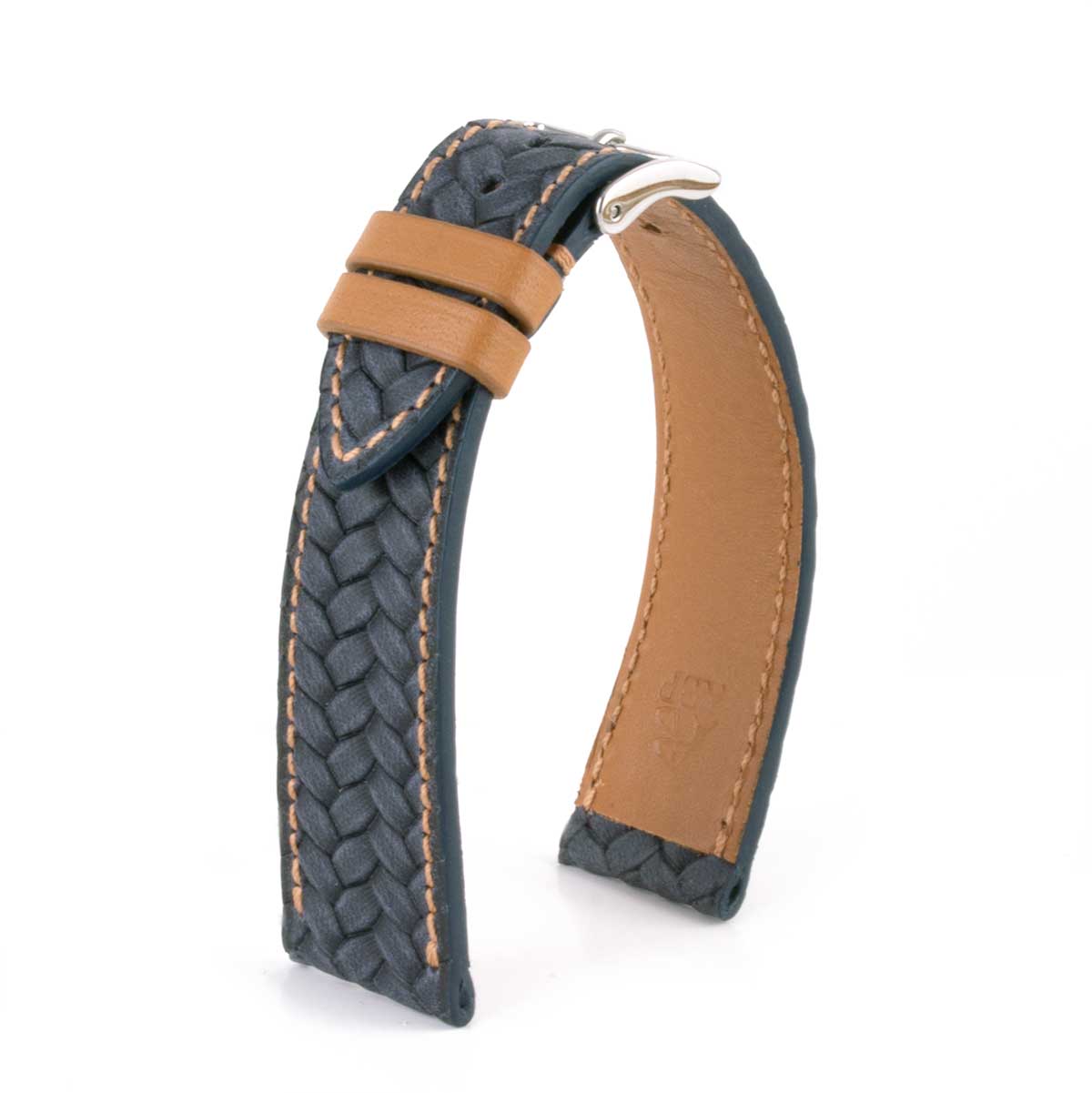 Bracelet montre cuir - Veau tressé (noir, bleu, marron...)