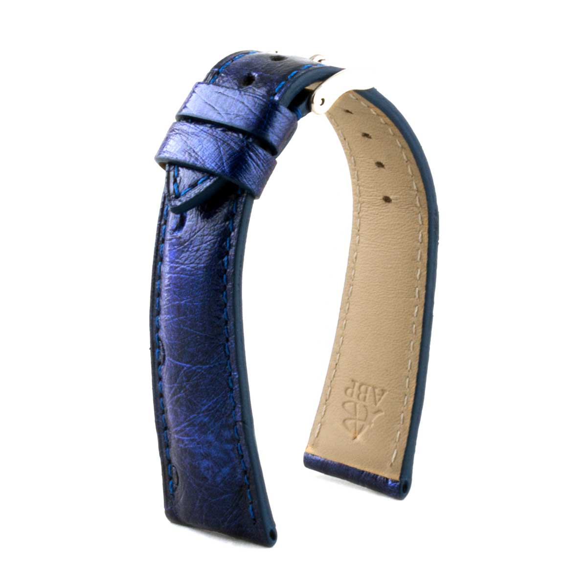 Bracelet montre autruche bleu Ostrich watch band blue