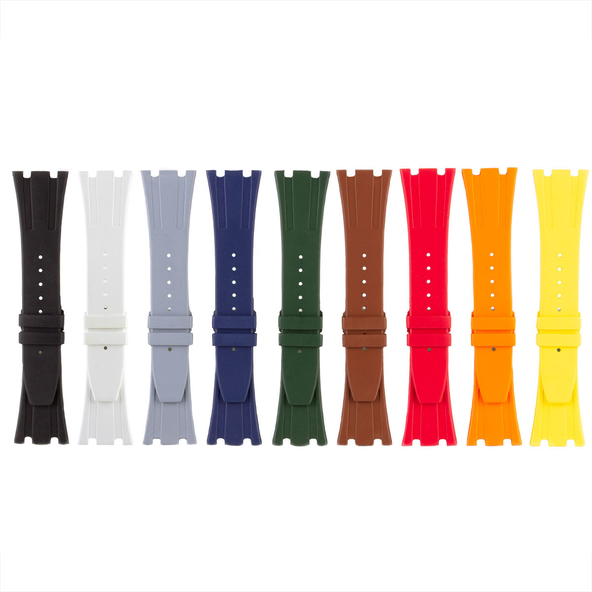 Audemars Piguet Royal Oak 39 et 41mm – Bracelet montre intégré caoutchouc – Rubber (noir, marron, gris, bleu, vert, rouge, orange, jaune)
