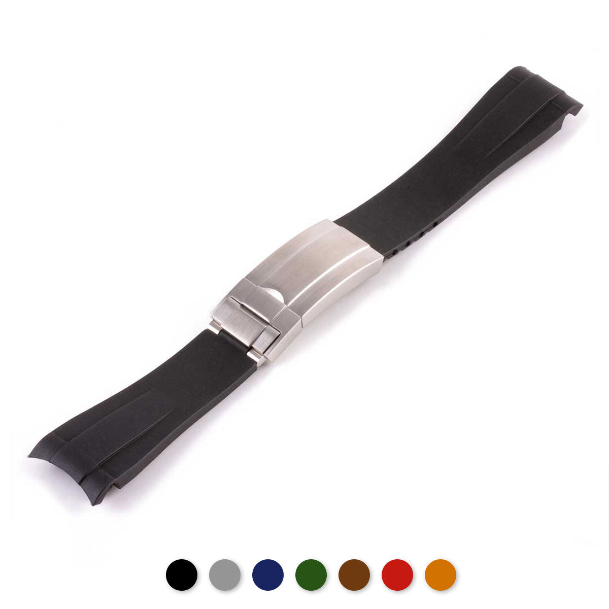Rolex – Bracelet montre intégré caoutchouc 20mm avec boucle générique – Rubber (noir, marron, bleu, vert...)