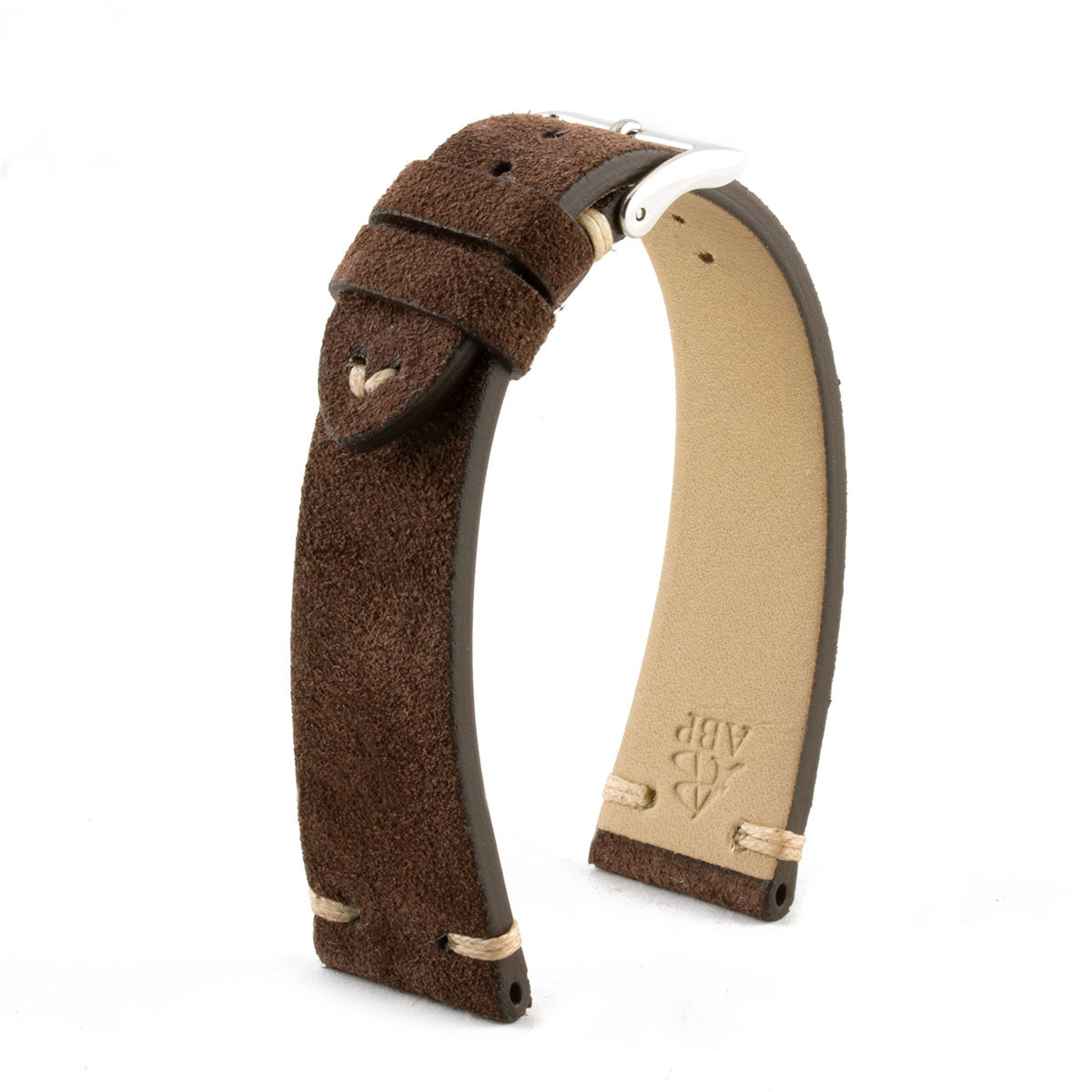 Bracelet Vintage - Bracelet montre cuir - Veau suede - CouvertureBracelet Vintage - Bracelet montre cuir - Veau nubuck marron