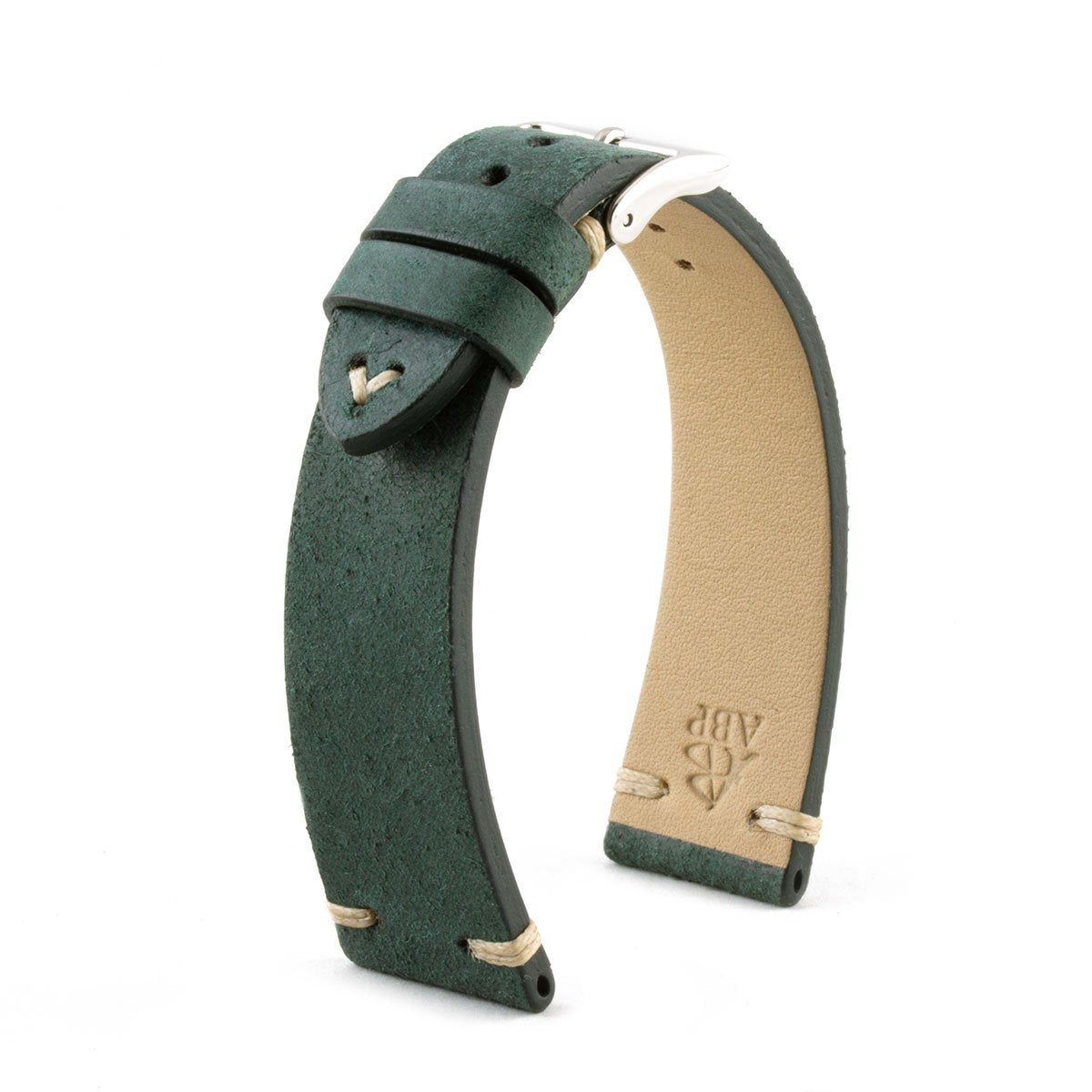 Bracelet Vintage - Bracelet montre cuir - Veau suede - CouvertureBracelet Vintage - Bracelet montre cuir - Veau nubuck vert