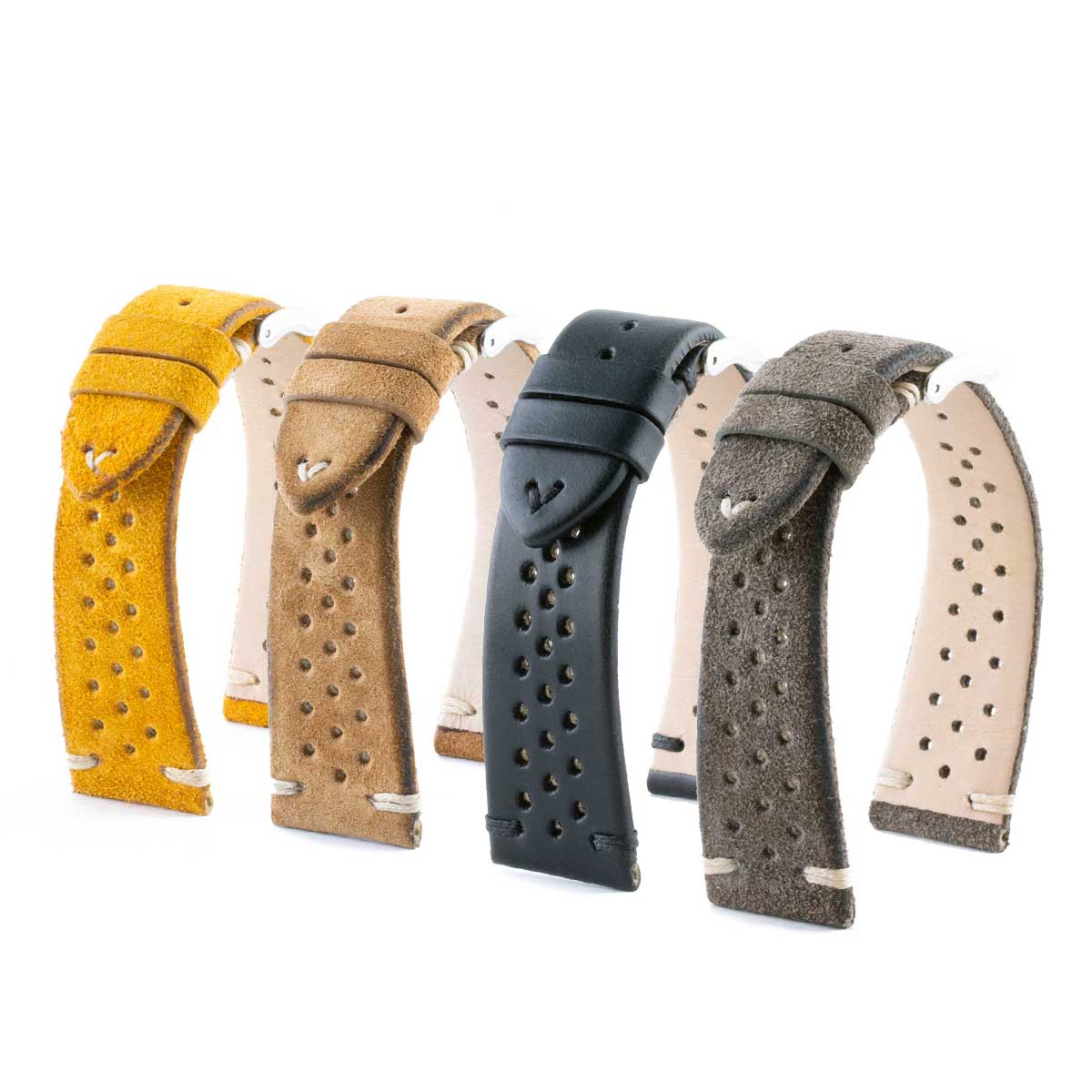 Capsule Collection - "Driver" leather watch strap - Calf (grey, brown, black, yellow)