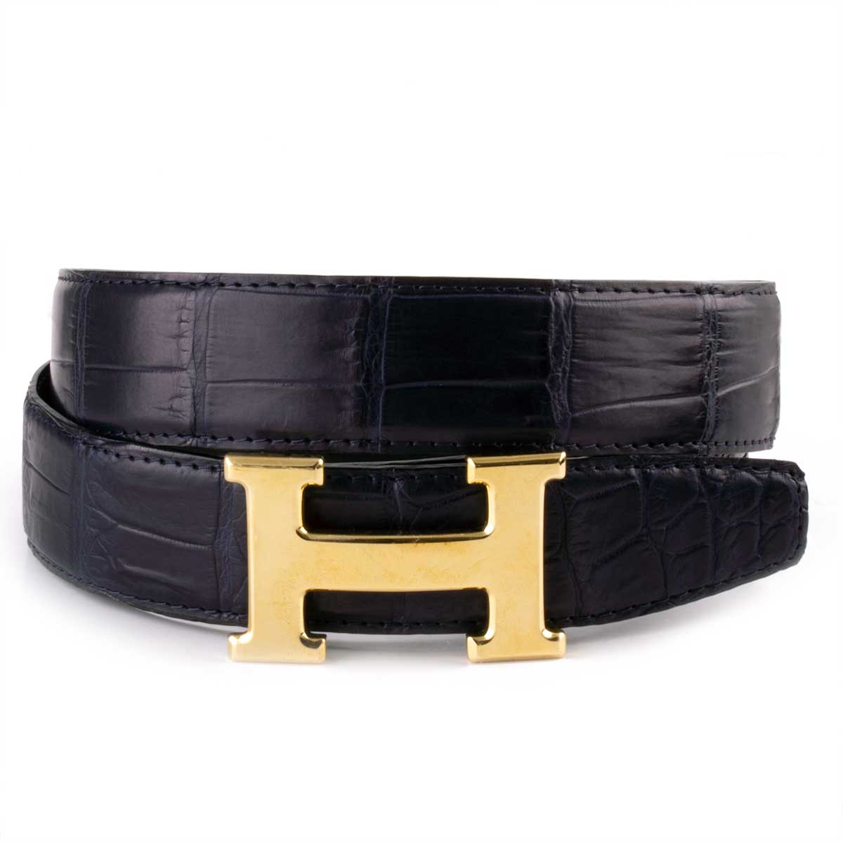 HERMES Lagune Belt Buckle Leather Strap 24MM BLACK ETOUPE 75 CM – Empire  Lusso