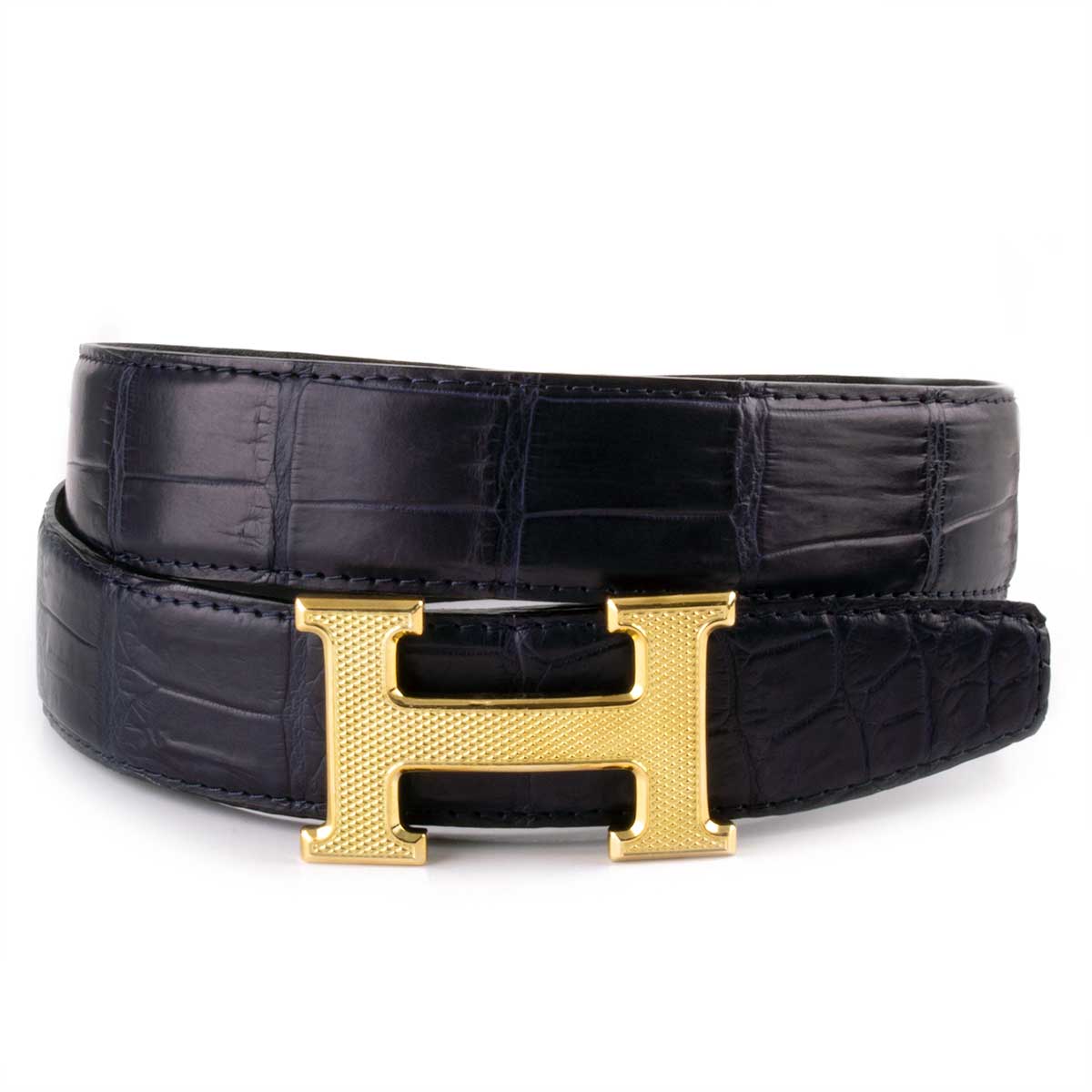 Authentic Hermes Belt Black Leather SP Buckle Horse Logo 1997 