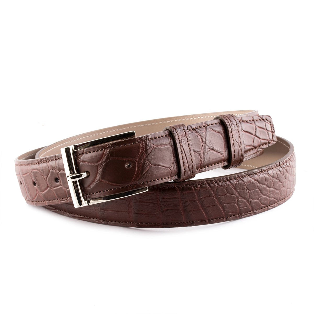 Classic leather belt with polished golden H buckle - Alligator – ABP  Concept