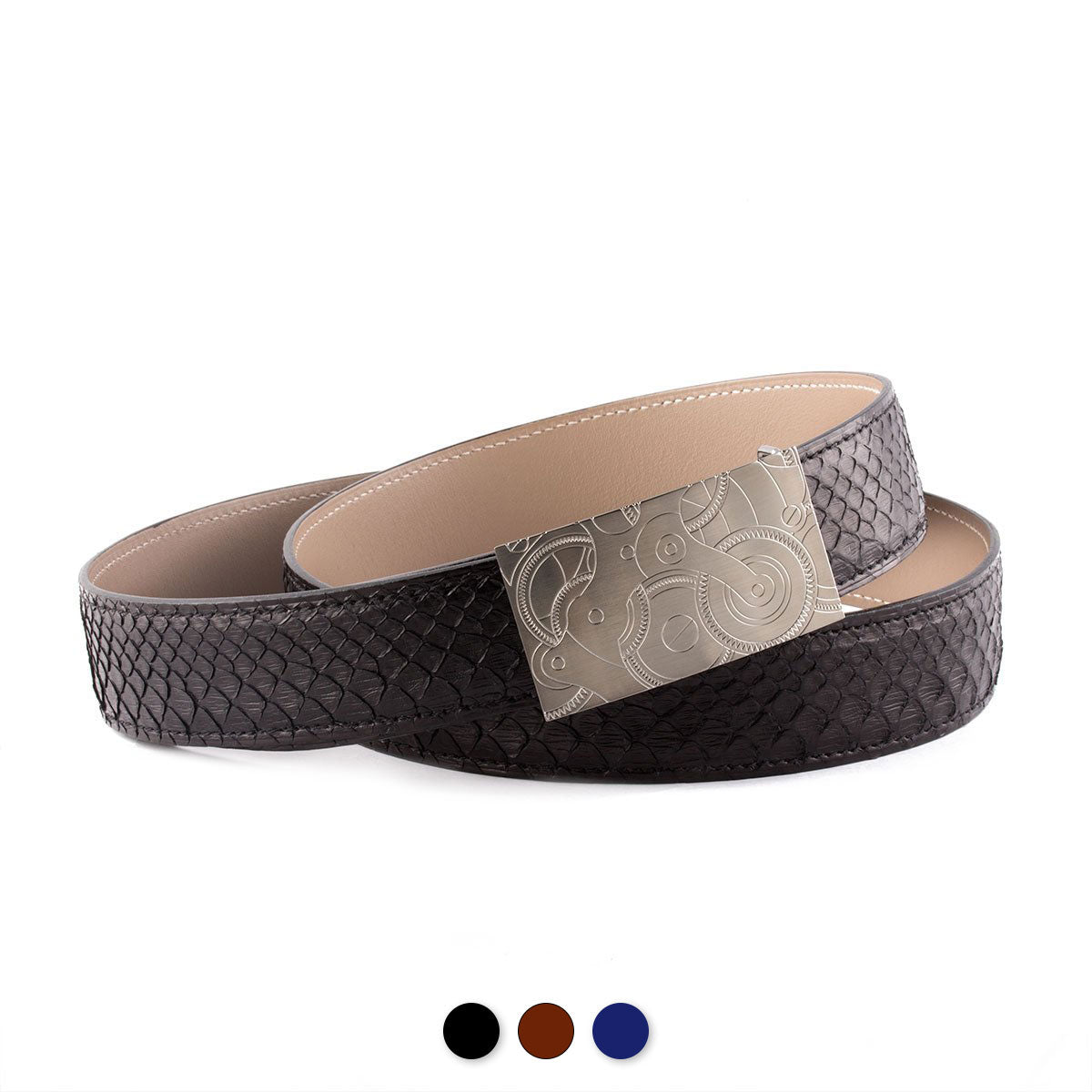 Ceinture réversible type Hermès - Python - watch band leather strap - ABP Concept -
