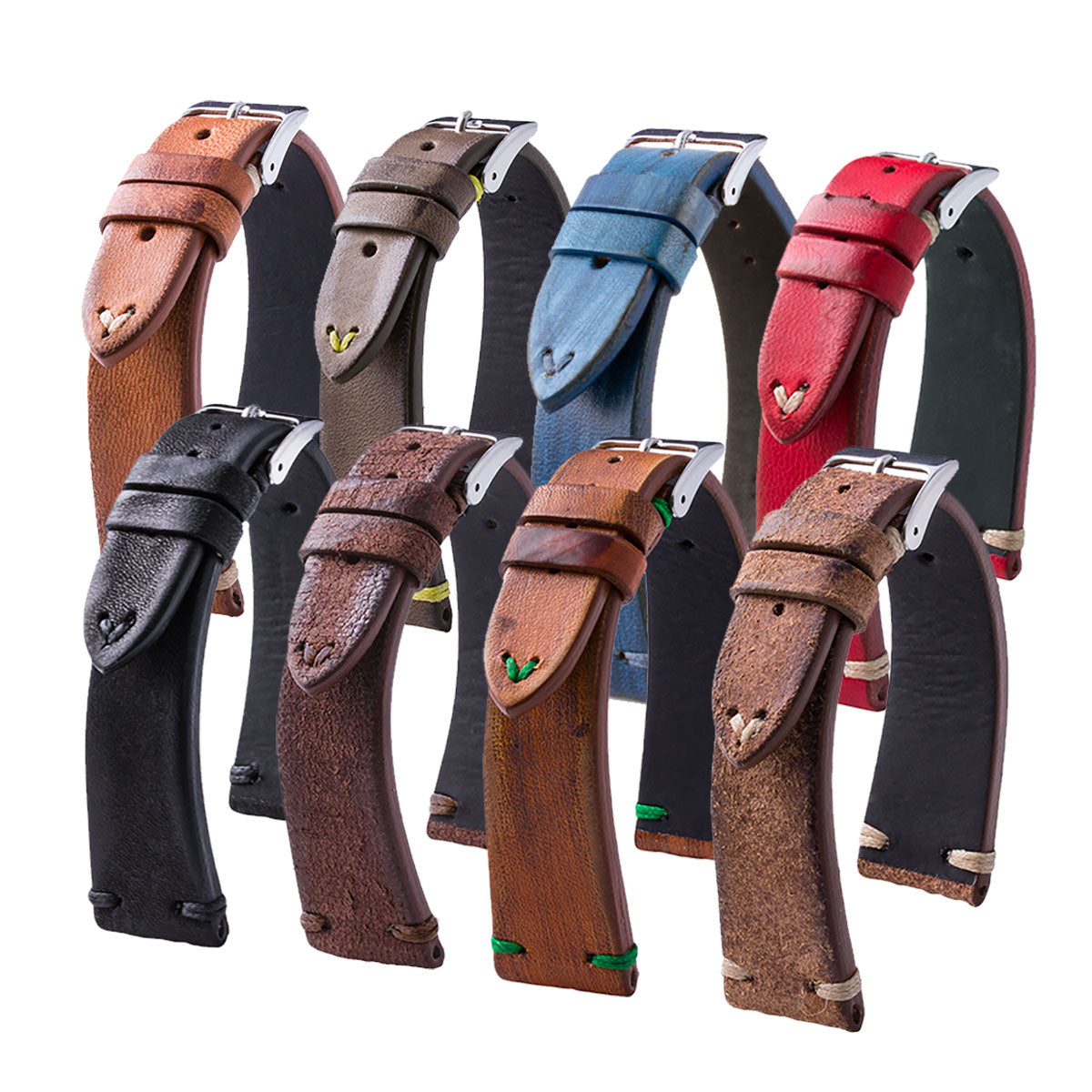 Vintage strap - Leather watch strap - Calf (black, brown, blue, red)