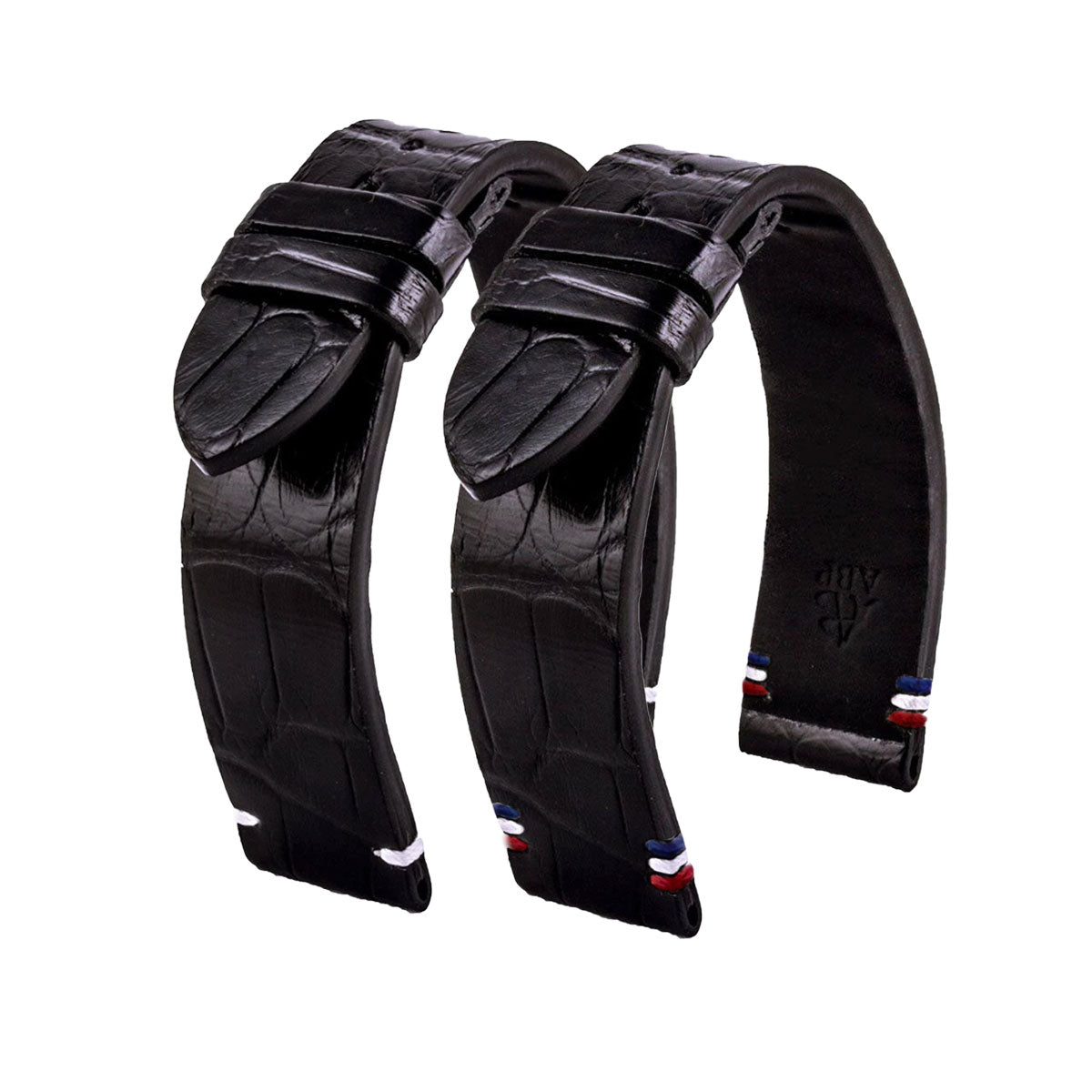 Bracelet pour montre cuir - Diplomate - Alligator noir - watch band leather strap - ABP Concept -