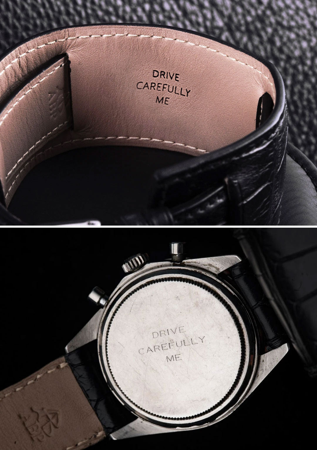 Black Ostrich leather strap 19mm Rolex Paul Newman Daytona style
