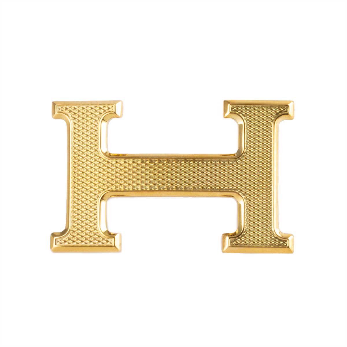 Classic leather belt with hatched effect golden H buckle