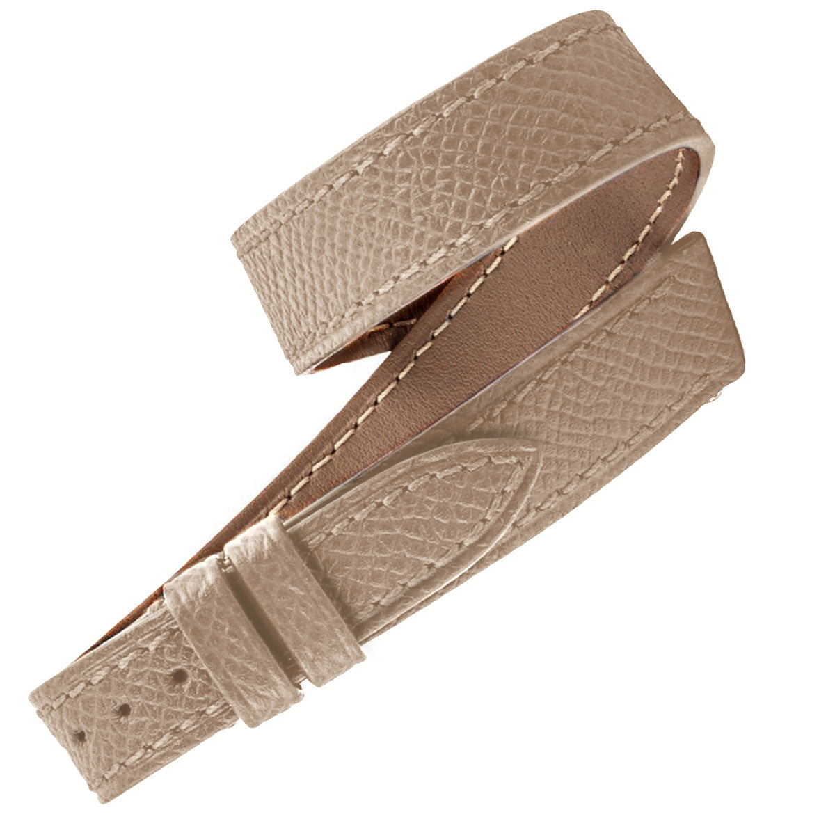 ​Hermès - Double turn leather watch band - Grained calf (black, brown, white, red...)