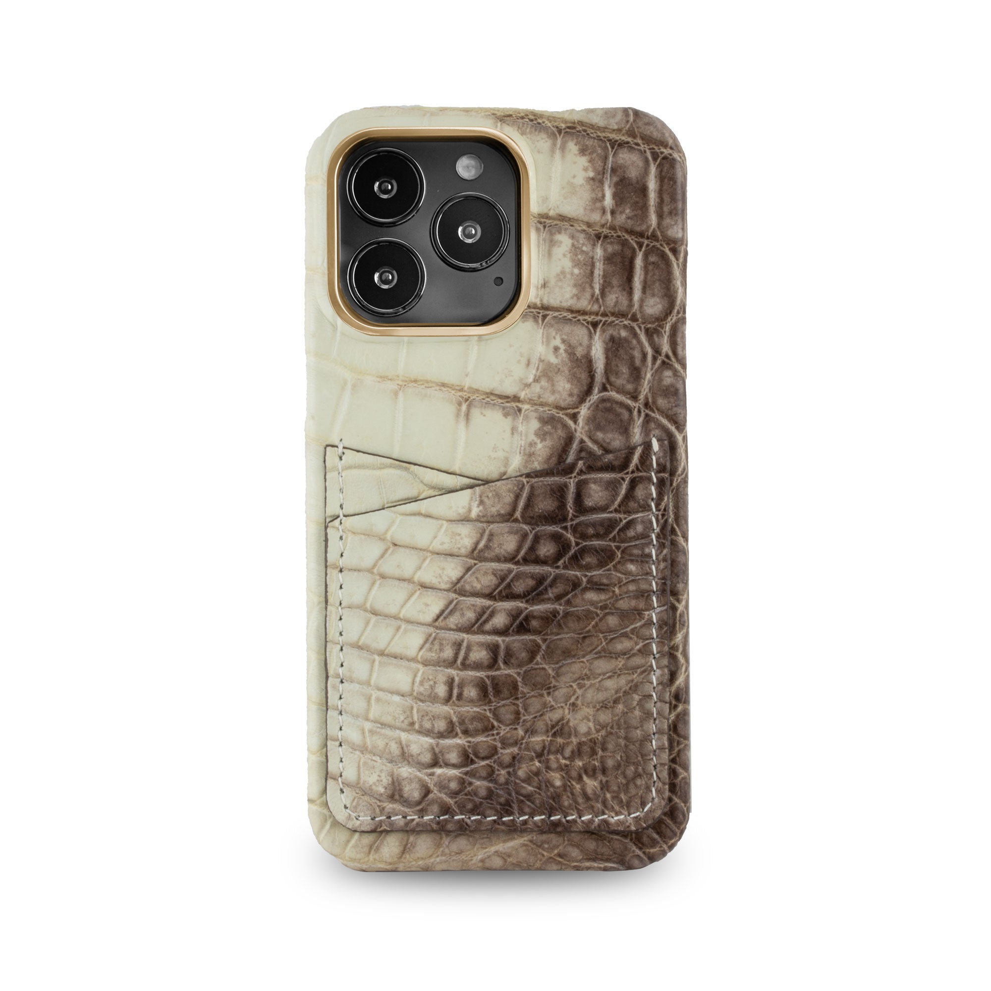 Leather iPhone HIMALAYA "Card case" / cover - iPhone 15, 14 & 13  Pro / Pro Max ) - Genuine crocodile