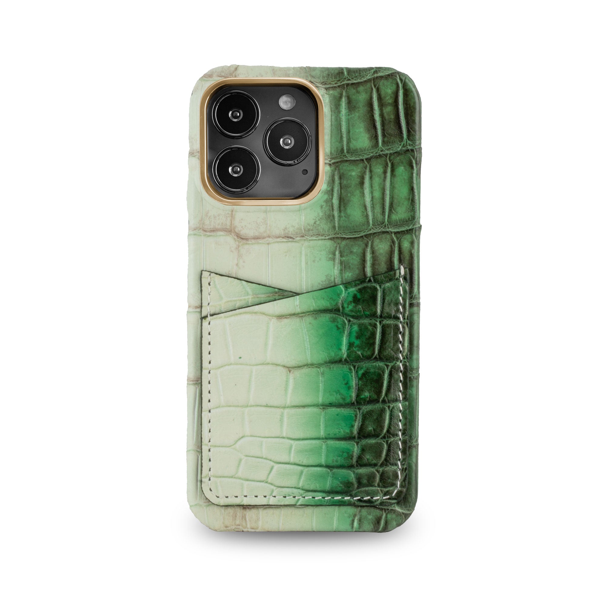 Card and Pen Holder Case For iPhone 13 Pro In Himalayan Crocodile