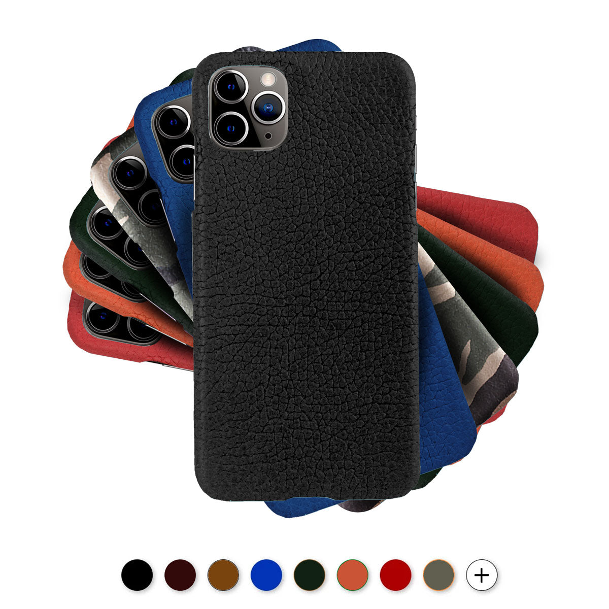 Coque cuir pour iPhone 12 et 11 ( Pro / Max / Mini ) - Buffle , Noir , Marron , Bleu , Rouge , Orange...